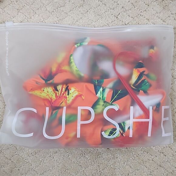 NWT Cupshe Tropical Orange Floral Lace Up One Piece Swimsuit Size L - Picture 12 of 12